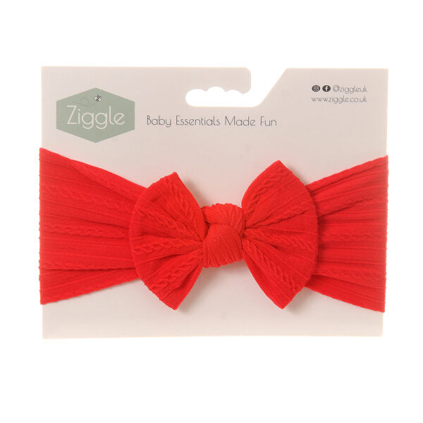 Ziggle- Red Top Bow Turban Headband- Baby at the bank