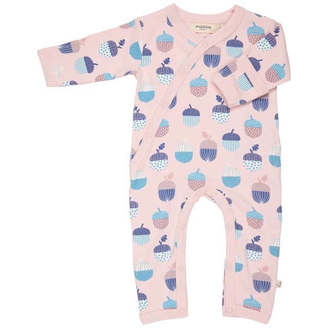 Pigeon Organics- Kimono Romper Acorns Pink- Baby at the bank