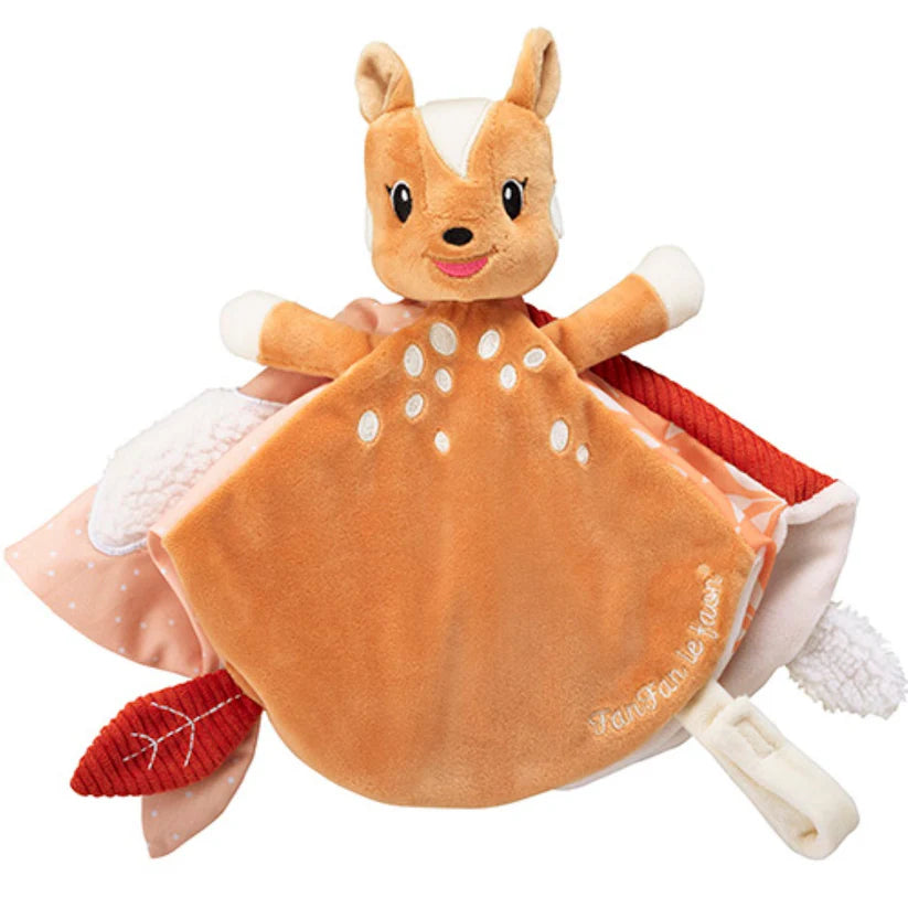 Sophie la Girafe- FanFan the Fawn Comforter- baby at the bank