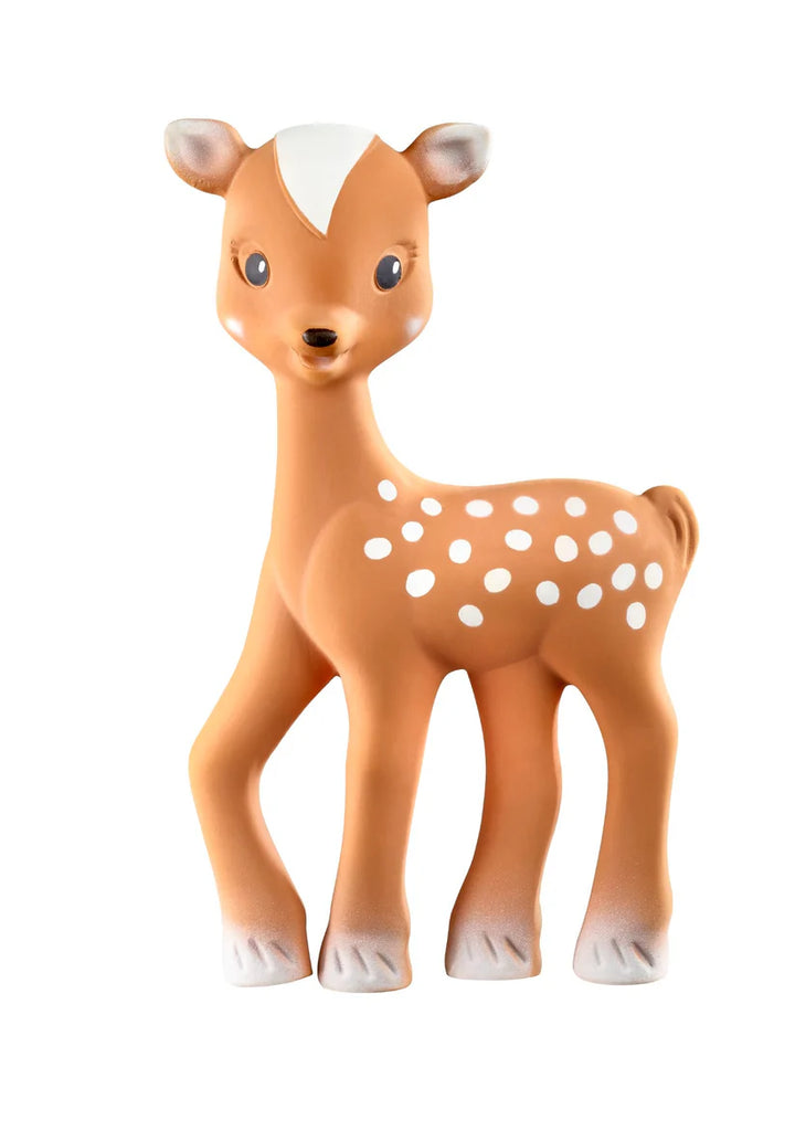 Sophie la Girafe- Fanfan the Fawn Natural Rubber Teether Toy- Baby at the bank
