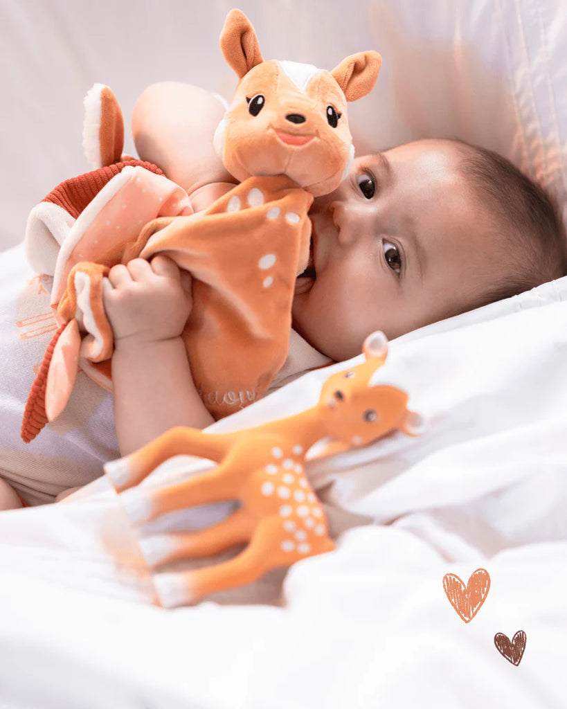 Sophie la Girafe- FanFan the Fawn Teether & Comforter Gift Set- Baby at the bank