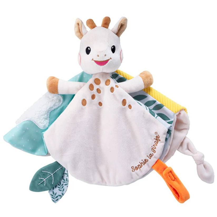 Sophie la Girafe- Sophie Comforter- baby at the bank