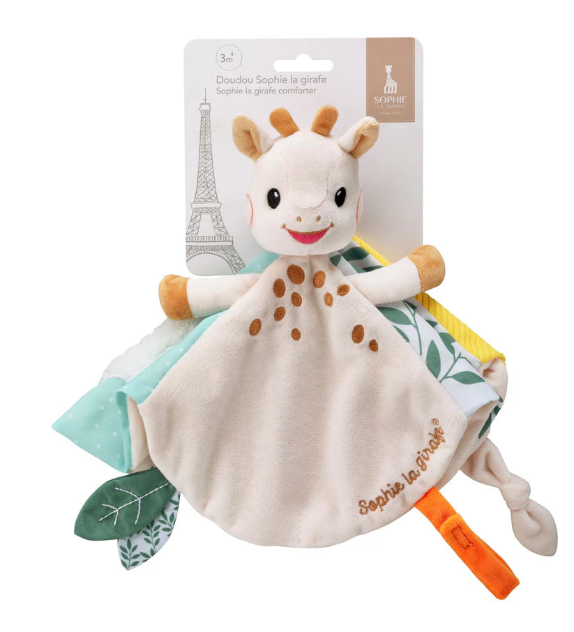 Sophie la Girafe- Sophie Comforter- baby at the bank