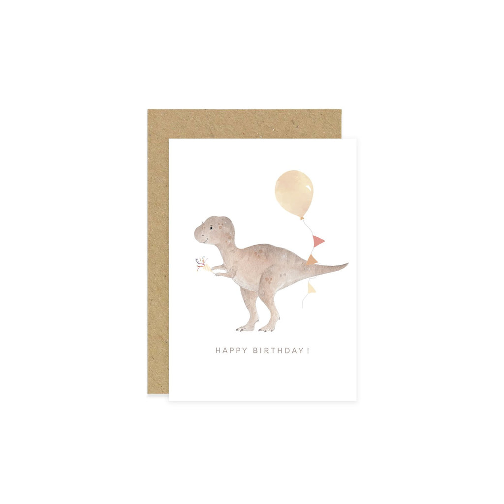 Little oglets- T Rex Birthday Card-Baby at the bank