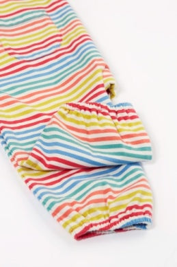 Frugi- Dory Playsuit Cornflower Rainbow Stripe- Baby at the bank