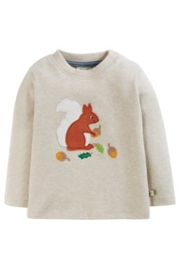 Frugi- Adventure Applique Top Oatmeal/Woodland- Baby at the bank