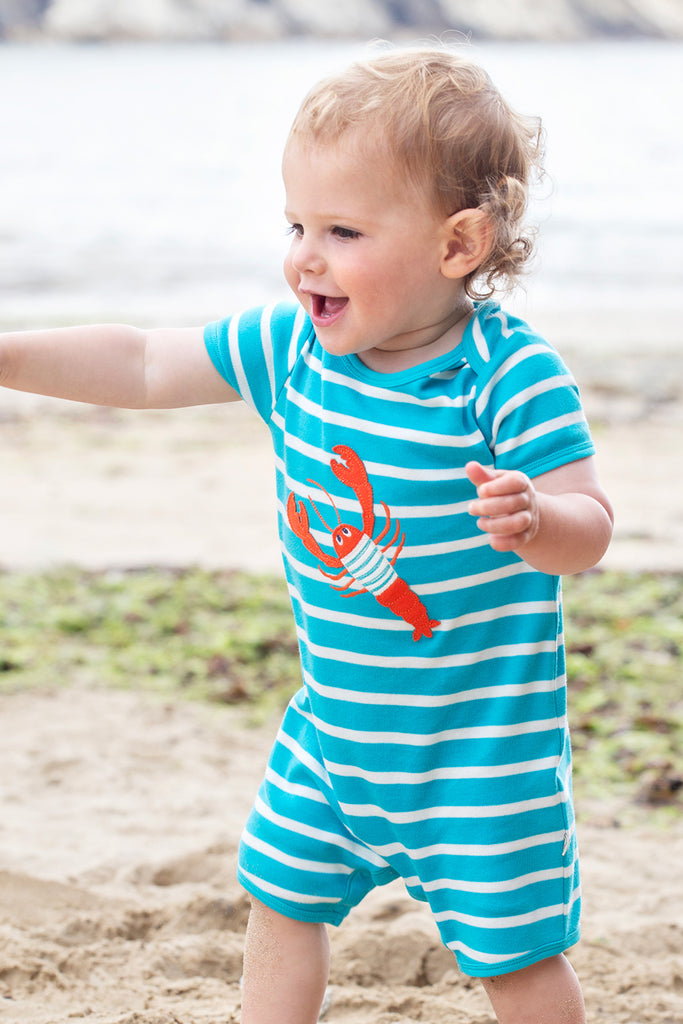 Frugi- Tropical Sea Stripe/Lobster Romper