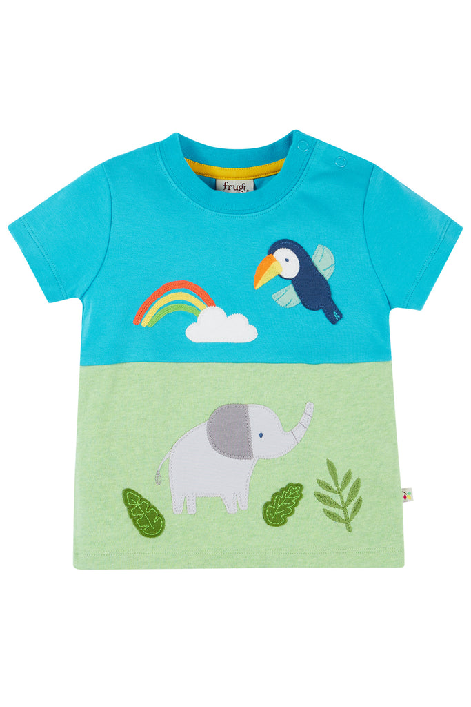 Frugi - Panel Tshirt Tropical Sea/ Elephant