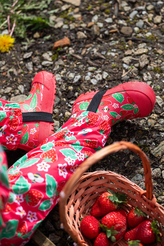 Frugi - Rain or Shine Short Welly Boots- Strawberries