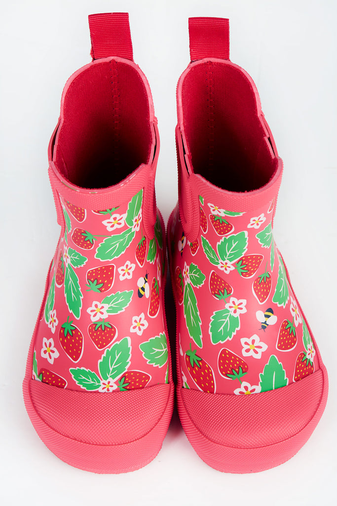 Frugi - Rain or Shine Short Welly Boots- Strawberries