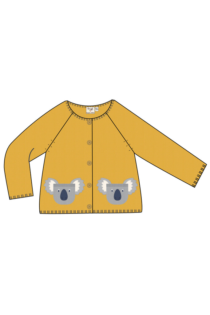 Frugi- Patsy Pocket Cardigan Bumblebee/Koala- Baby at the bank