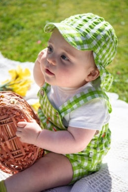 Frugi- Seersucker Legionnaires Hat- Baby at the bank