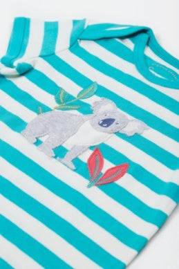 Frugi- Rue Romper Sea Moss/Koala- Baby at the bank