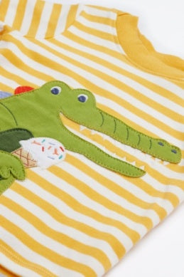 Frugi- Easy On Wrap Around Outfit Crocodile/Stripe- Baby at the bank