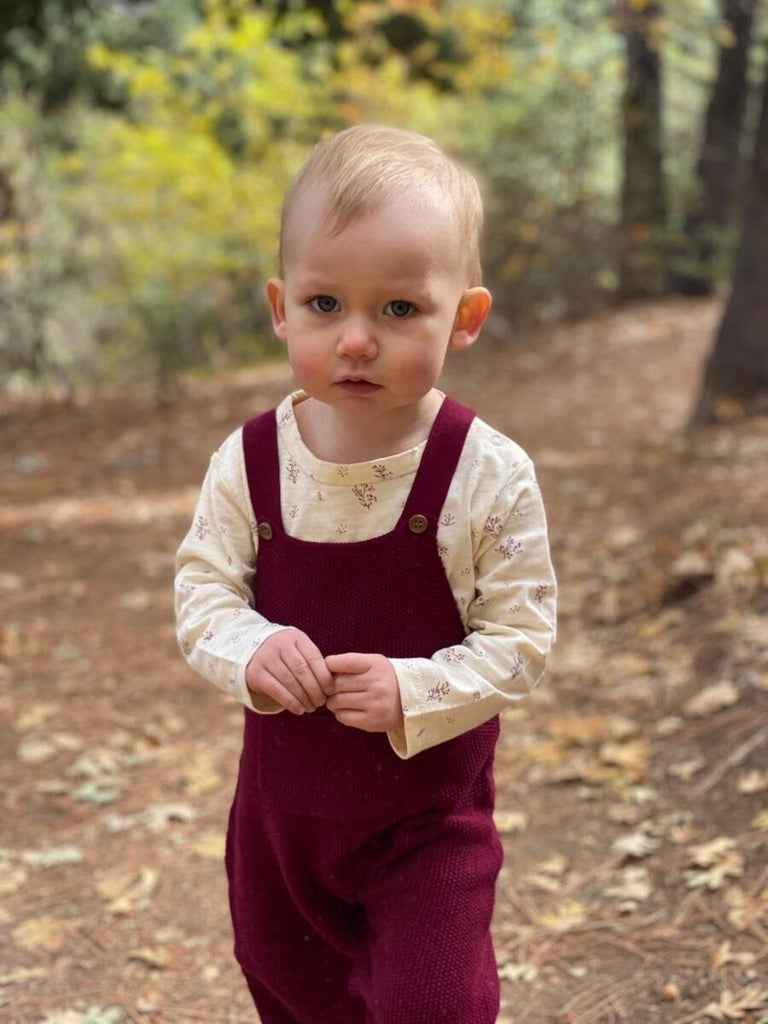 Ettie+H- Perran Overall Burgundy Knit- Baby at the bank
