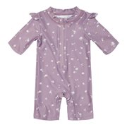Little Dutch- Swimsuit Short Sleeves Ruffles Mauve Blossom- Baby at the bank