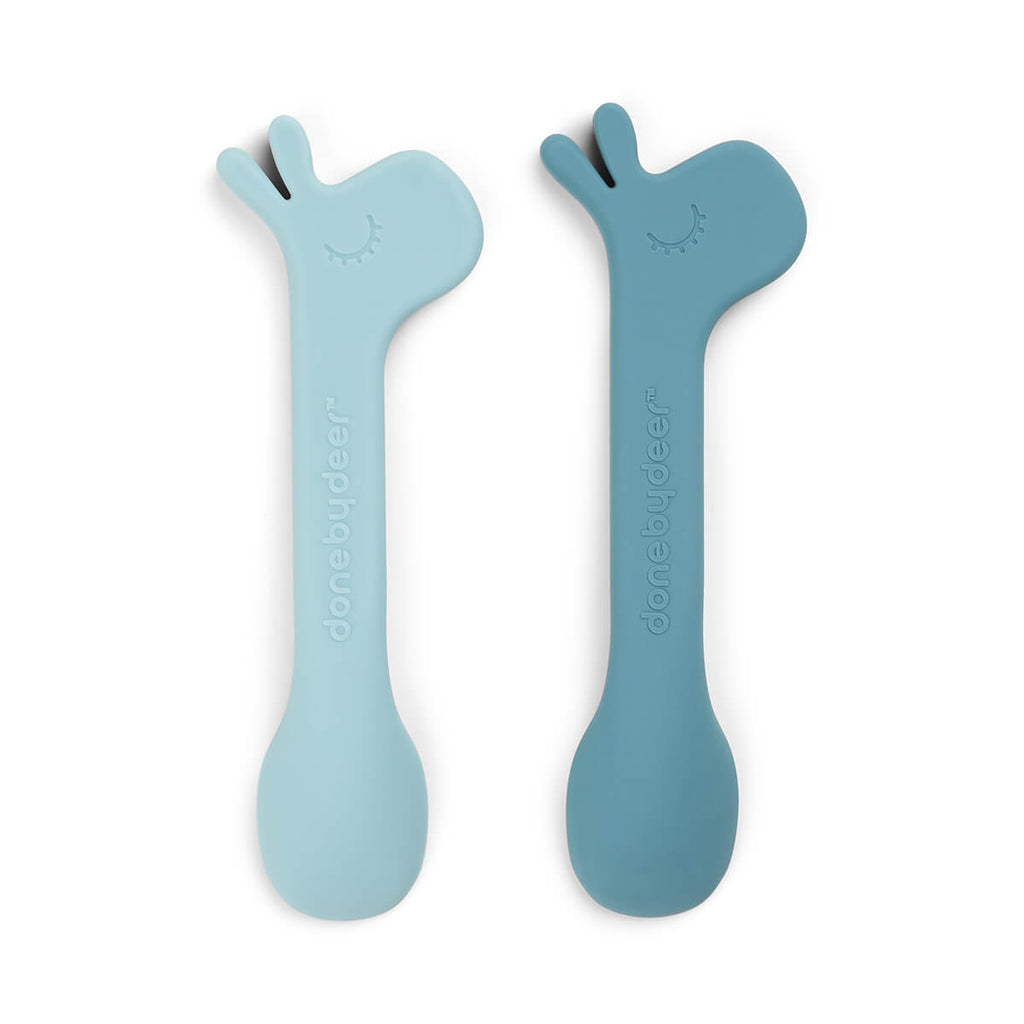 Done By Deer- Silicone Spoon 2 Pack Lalee Blue-Baby at the bank