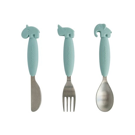 Done By Deer - Yummy Plus Cutlery Set Blue - Baby at the Bank 