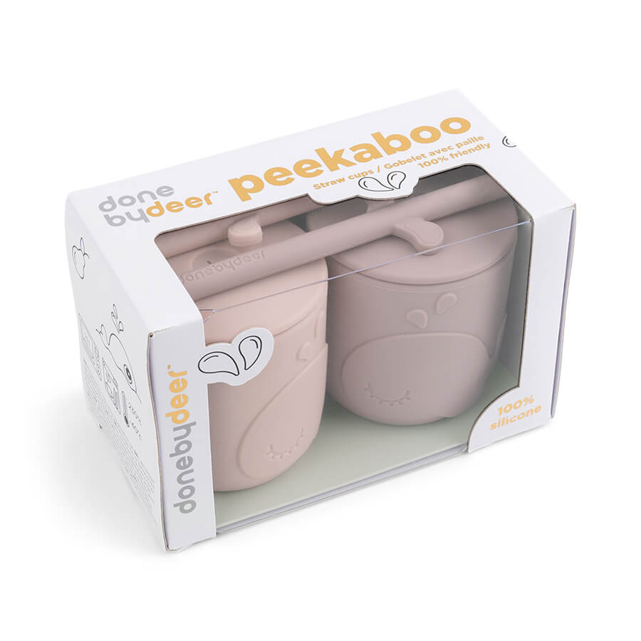 Done By Deer- Peekaboo straw cup 2-pack Wally Powder- Baby at the bank