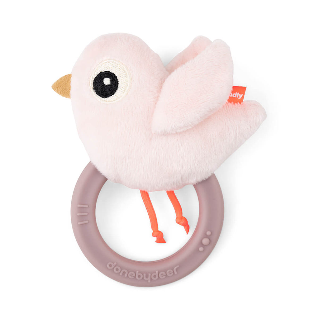 Done By Deer- Sensory Rattle and Teether Birdee Powder- Baby at the bank