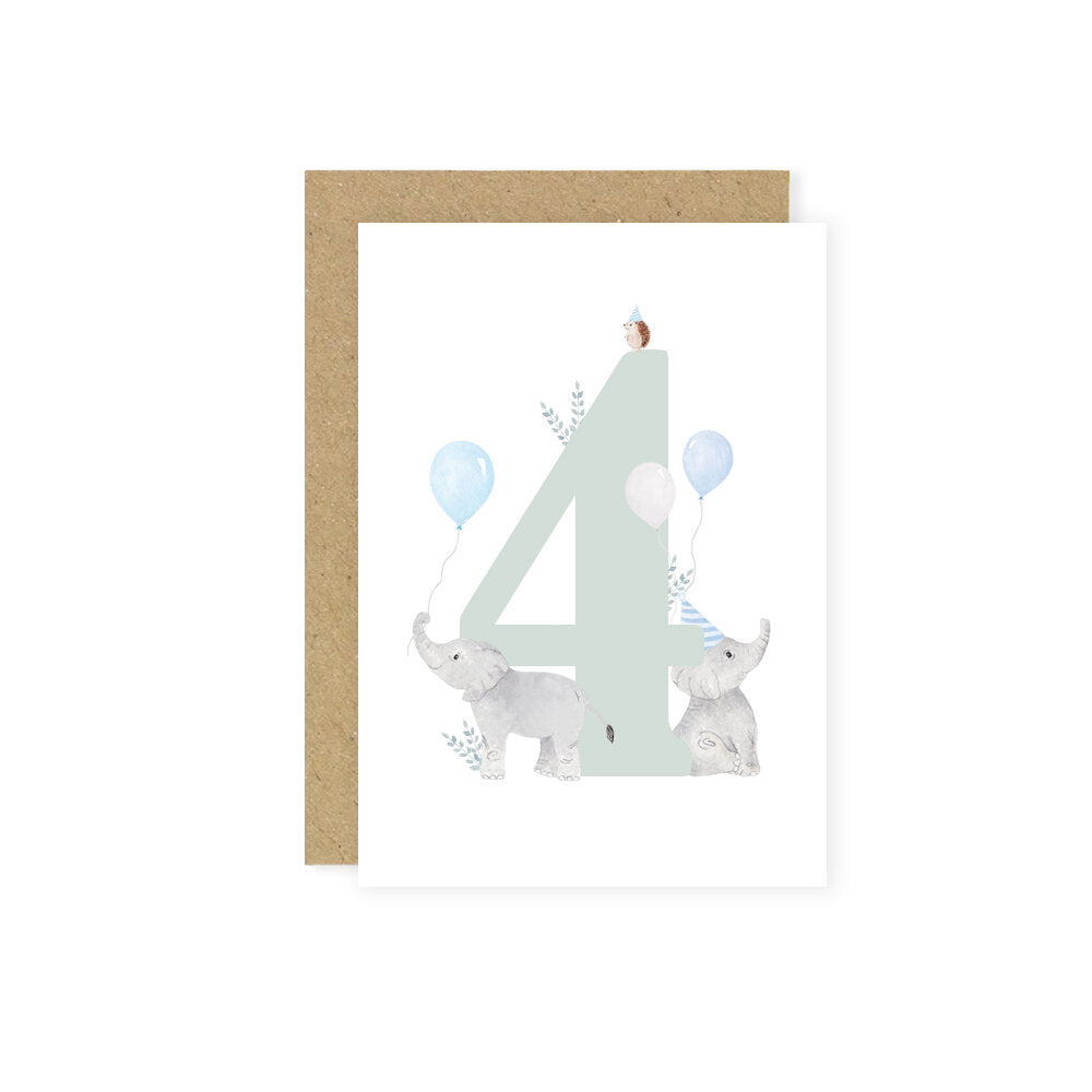 Little Roglets - 4th Birthday Card- Baby at the bank