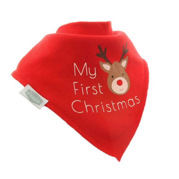 Ziggle- My First Christmas Reindeer Bib- Baby at the bank