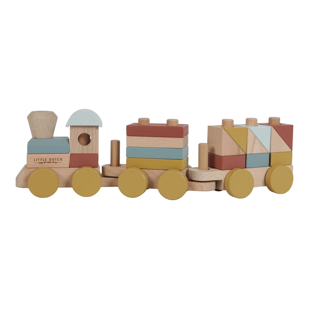 Little Dutch- Wooden Stacking Train- Baby at the bank