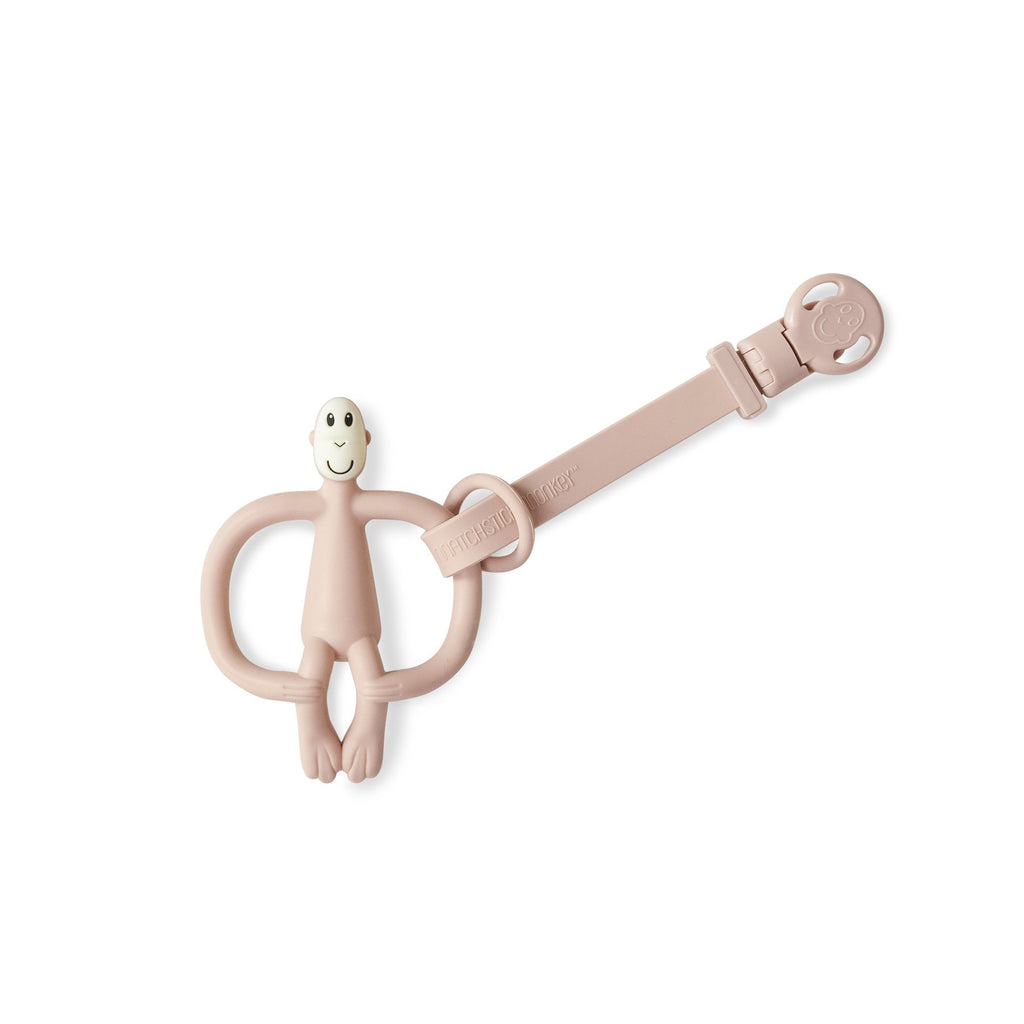 Matchstick Monkey Double Soother Clip mint and blush pink