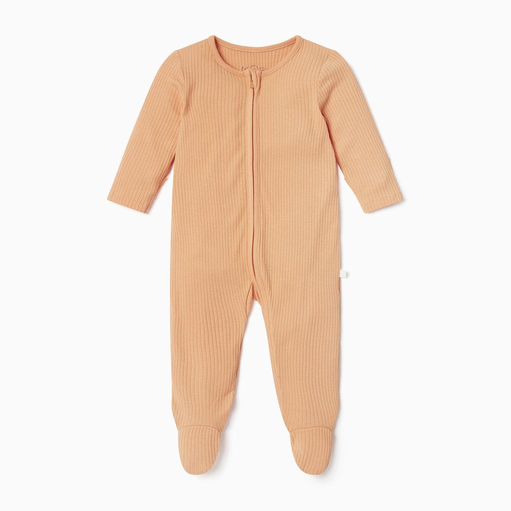 Mori Ribbed Zipped Sleepsuit Orange- Baby at the bank