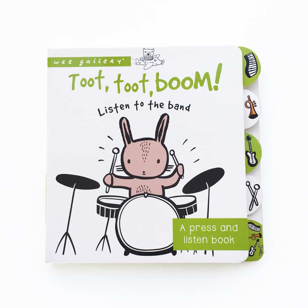 Wee Gallery - Toot Toot Boom Sound Book- Baby at the bank