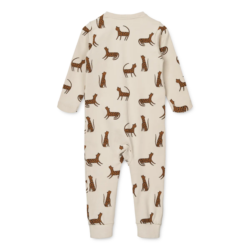 Liewood- Birk Printed Pajamas Jumpsuit Leopard/Sandy Mix- Baby at the bank