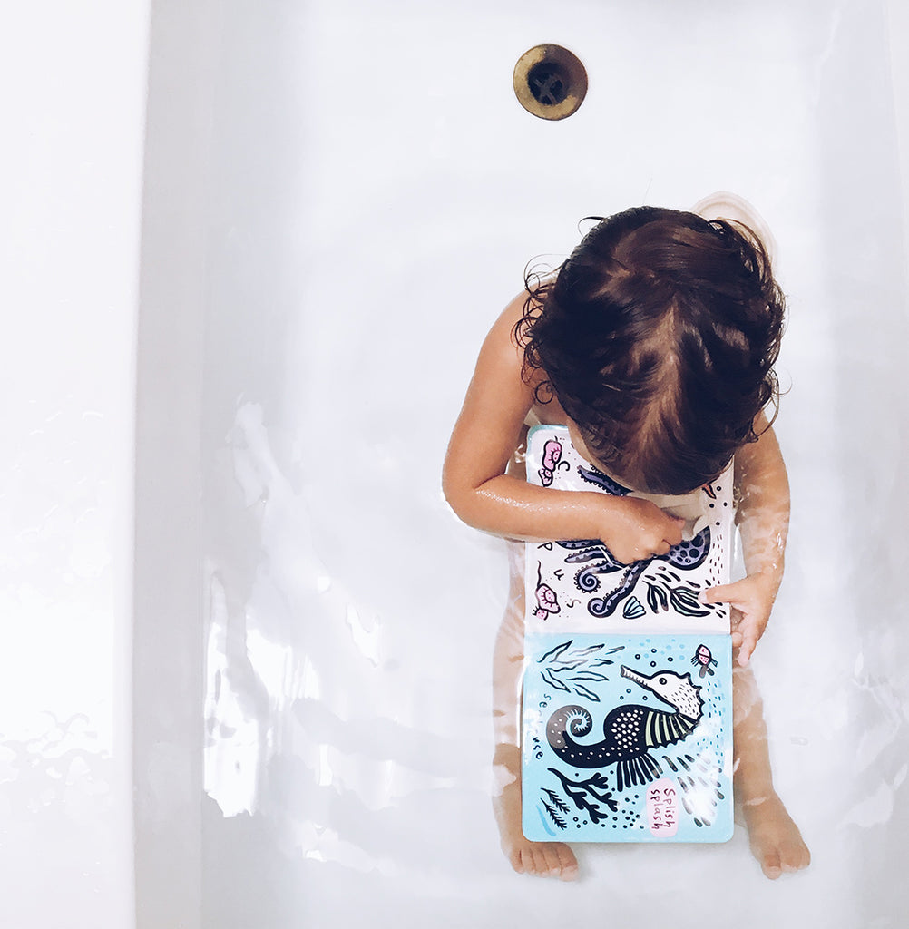 wee gallery-elephant bath book-baby at the bank