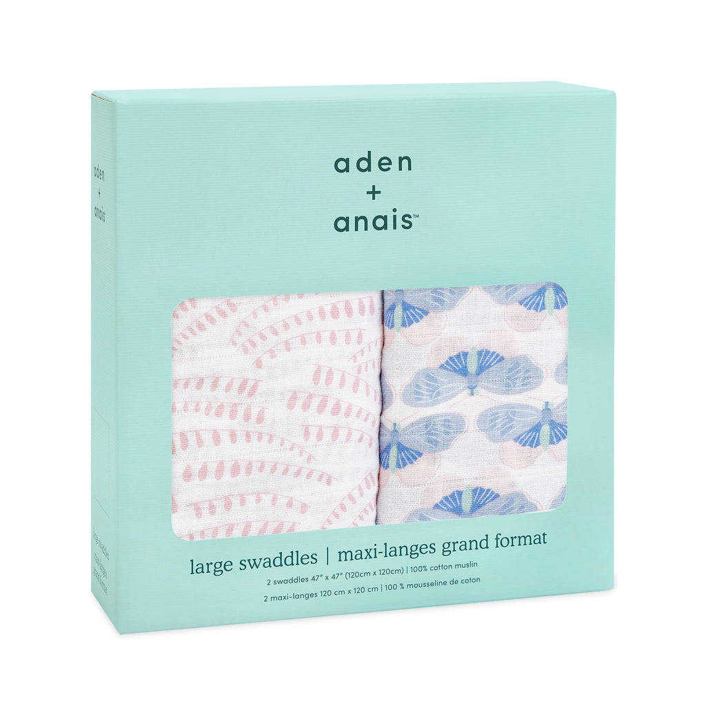 Aden and Anais- Deco Boutique Cotton Muslin Swaddles 2 Pack- baby at the bank