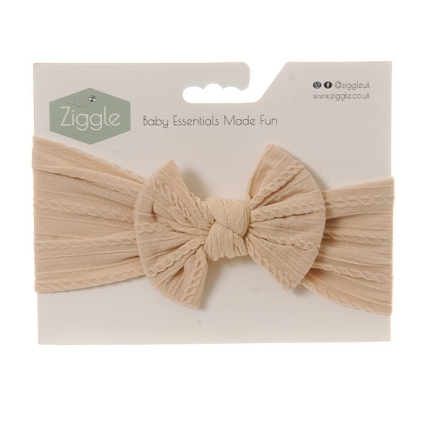 Ziggle- Cream Top Bow Turban Headband- Baby at the bank