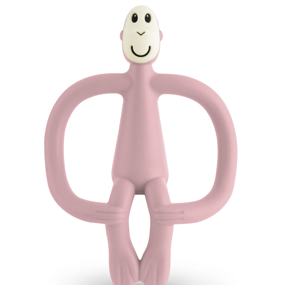 matchstick monkey-dusty pink teether-baby at the bank